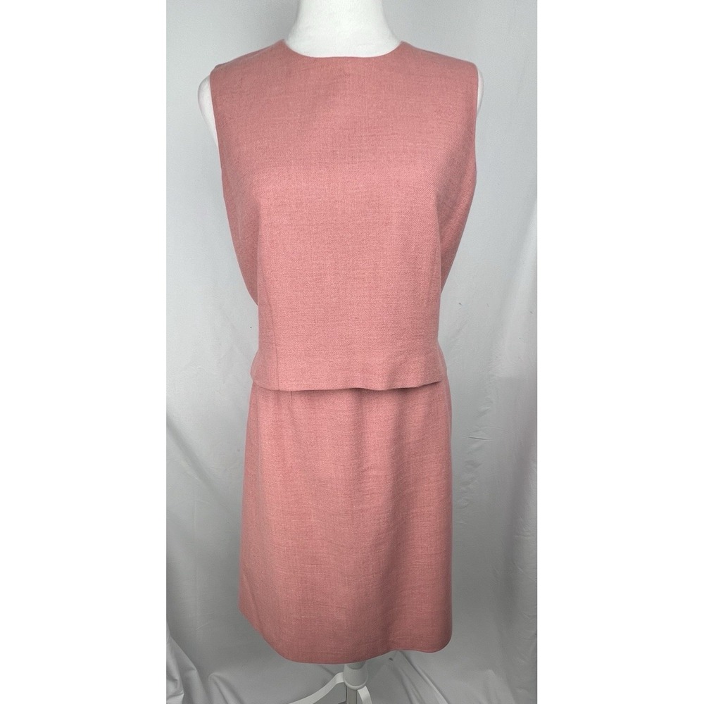 Vintage Ann Taylor Pink Linen Silk 2 Pc Skirt Set Shell Top Pencil Skirt Women 8
